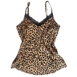 Pink Republic Women's Lace Trim leopard Cami Top